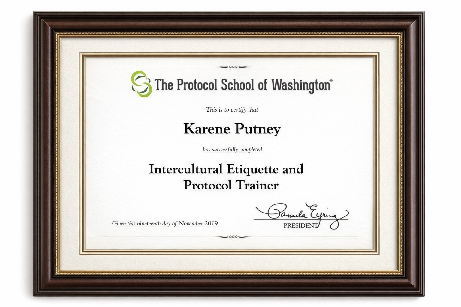 Protocol School of Washington credential